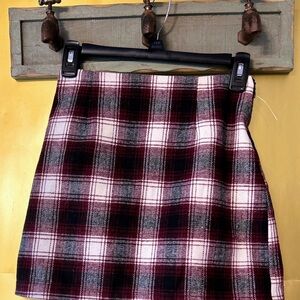 Plaid Mini Skirt - Red and Black
